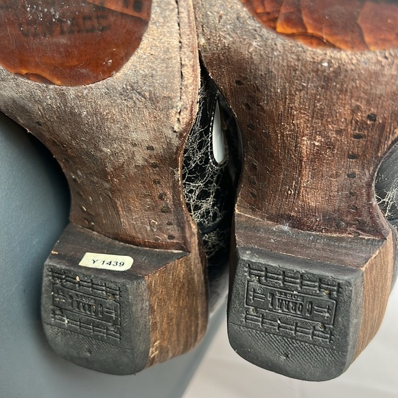 Corral Vintage Black Beetle and White Laser Inlay Western Boots A1965 Size 7M - Picture 9 of 12